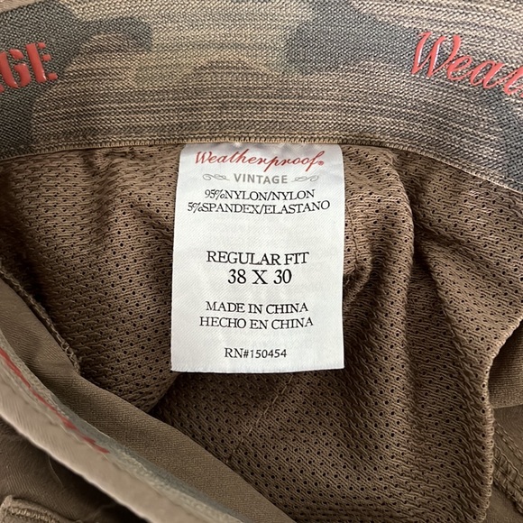 Weatherproof Vintage mens weather flex flat front pants tan 38 X 30 - Picture 5 of 7
